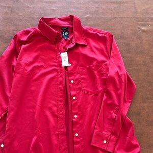 GAP Vibrant Red Long Sleeve Satin Shirt